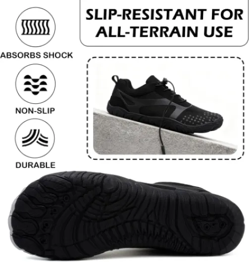 DimaiGlobal Chaussures de Trail Running Homme Femme Chaussures de Sport Outdoor & Indoor Gym Fitness Randonnée Escalade et Aquatiques Marche Barefoot Chaussures Minimalistes 43 EU Noir