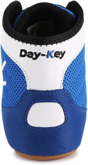 Chaussures de Lutte Bottes de Boxe Semelle en Caoutchouc Chaussures d'Entraînement Au Combat pour Hommes, Femmes et Enfants 38 EU Bleu