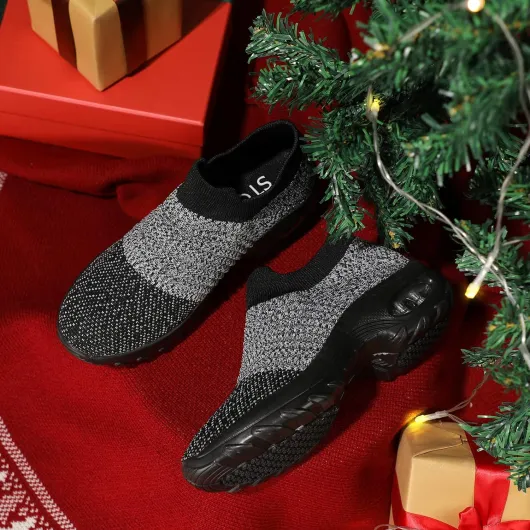 Basket San Lacet Femme Chaussures de Orthopédique Marche Mode et Sport Travail Tennis Confortable Chic Femme Ultra LéGèRe Fitness Campus Slip on Enfiler Sneakers 40.5 EU Mix Noir Grey