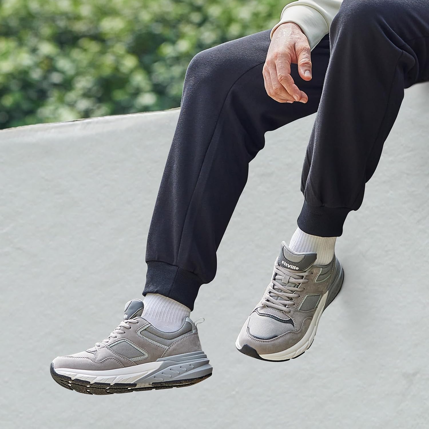 Chaussures Sport Homme Extra Large Baskets Running Confort Chaussure de March Respirant Course Jogging Gris 45 EU Large