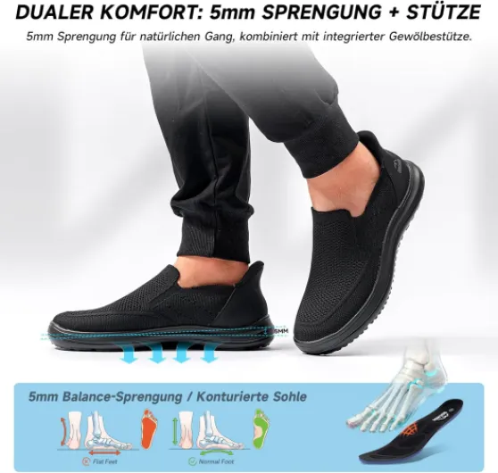 ODCKOI Baskets pour Hommes Chaussures à Enfiler Mains Libres Chaussures Confortables sans Lacets Baskets décontractées Chaussures de Jogging pour la Salle de Sport 1641tout Noir 46 EU