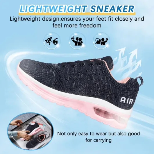 Basket Femme Chaussures de Running Sneakers Femme Basket de Marche à Coussin d'air Respirant Chaussures de Course Légères Chaussures Mode et Sport pour Femmes Fitness Gym Jogging Outdoor Sneakers 36 EU Bluepink