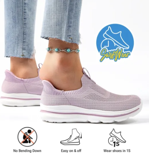 ODCKOI Chaussures Femme sans Lacets Slip-on - Baskets Confortable à Enfiler Facilement - Chaussures Décontractées Loisirs pour Femme 2639 Violet 41 EU