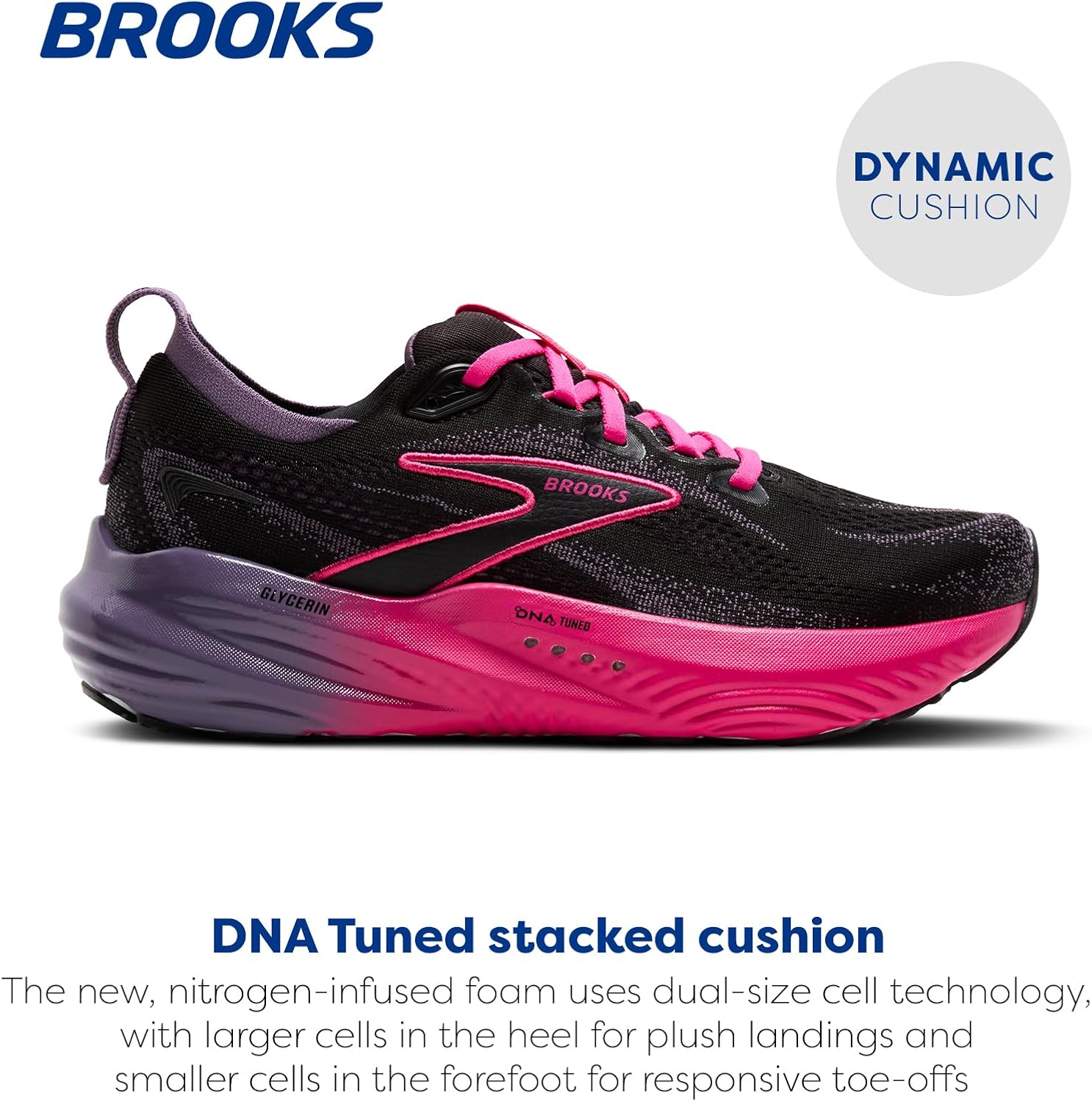 Brooks Glycerin 22 BasketFemme 36.5 EU Noir Montana Fuchsia