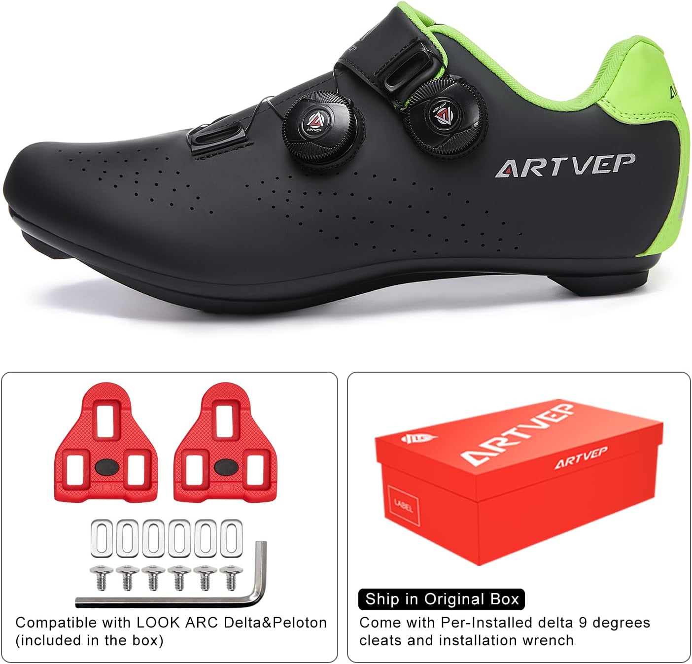 Chaussures de Cyclisme pour Hommes Chaussures de vélos de Route pour Femmes compatibles avec Look SPD SPD-SL Delta Cleats Chaussures Indoor/Outdoor 43 EU Noir
