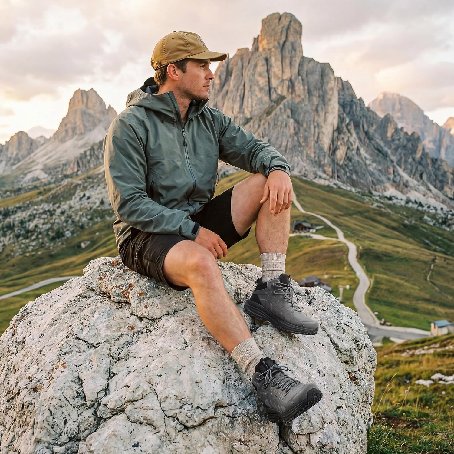 Hommes Chaussures de Randonnée Imperméables, Légères et Confortables pour Trekking, Camping escalade, Idéales Toute la Journée - 42 EU Gris Noir