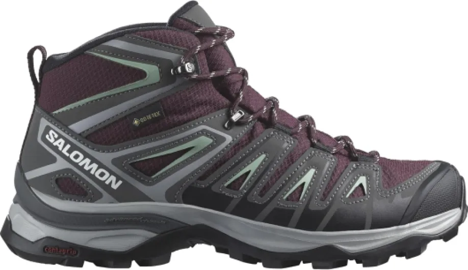 Salomon X Ultra Pioneer Mid Gore-Tex Chaussures Imperméables de Randonnée pour Femme, Par tous les temps, Maintien sûr, Stabilité et amorti 40 EU Winetasting Magnet Granite Green