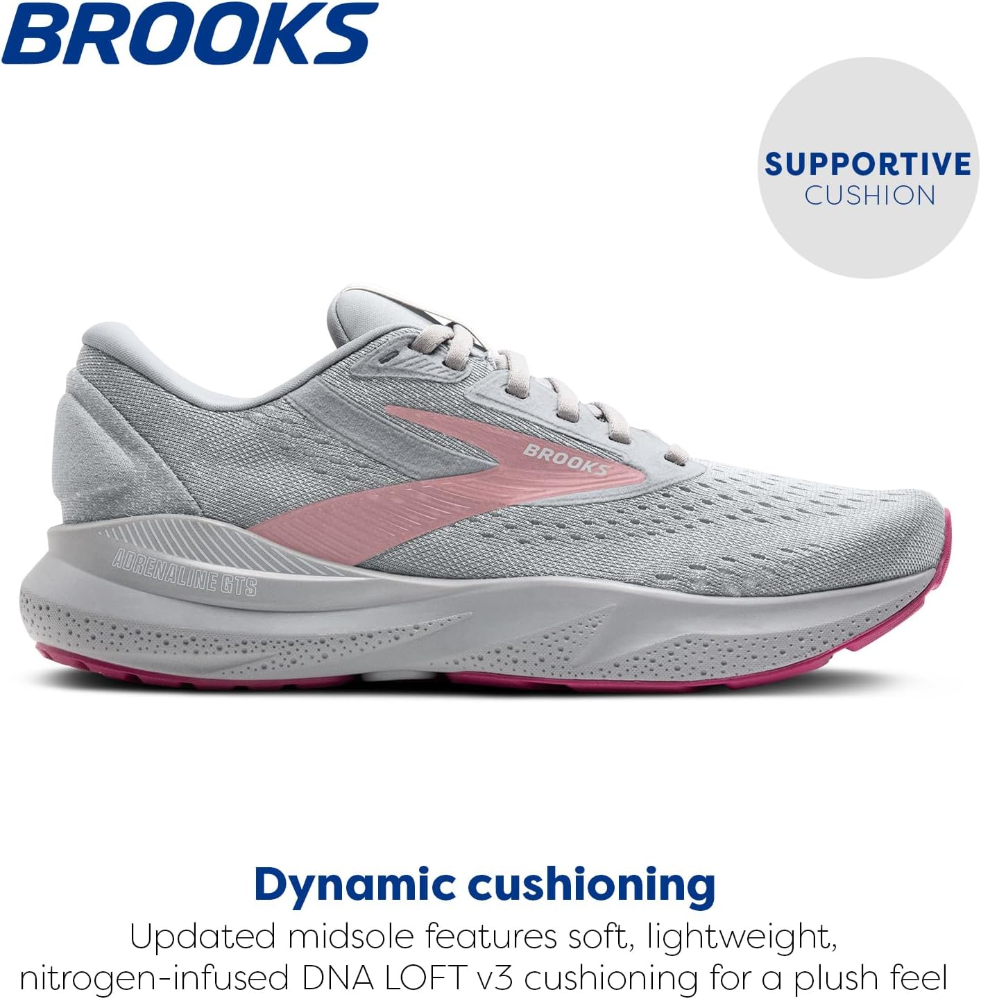 Brooks Adrenaline GTS 24 BasketFemme 38.5 EU Alliage Blanc Zéphyr