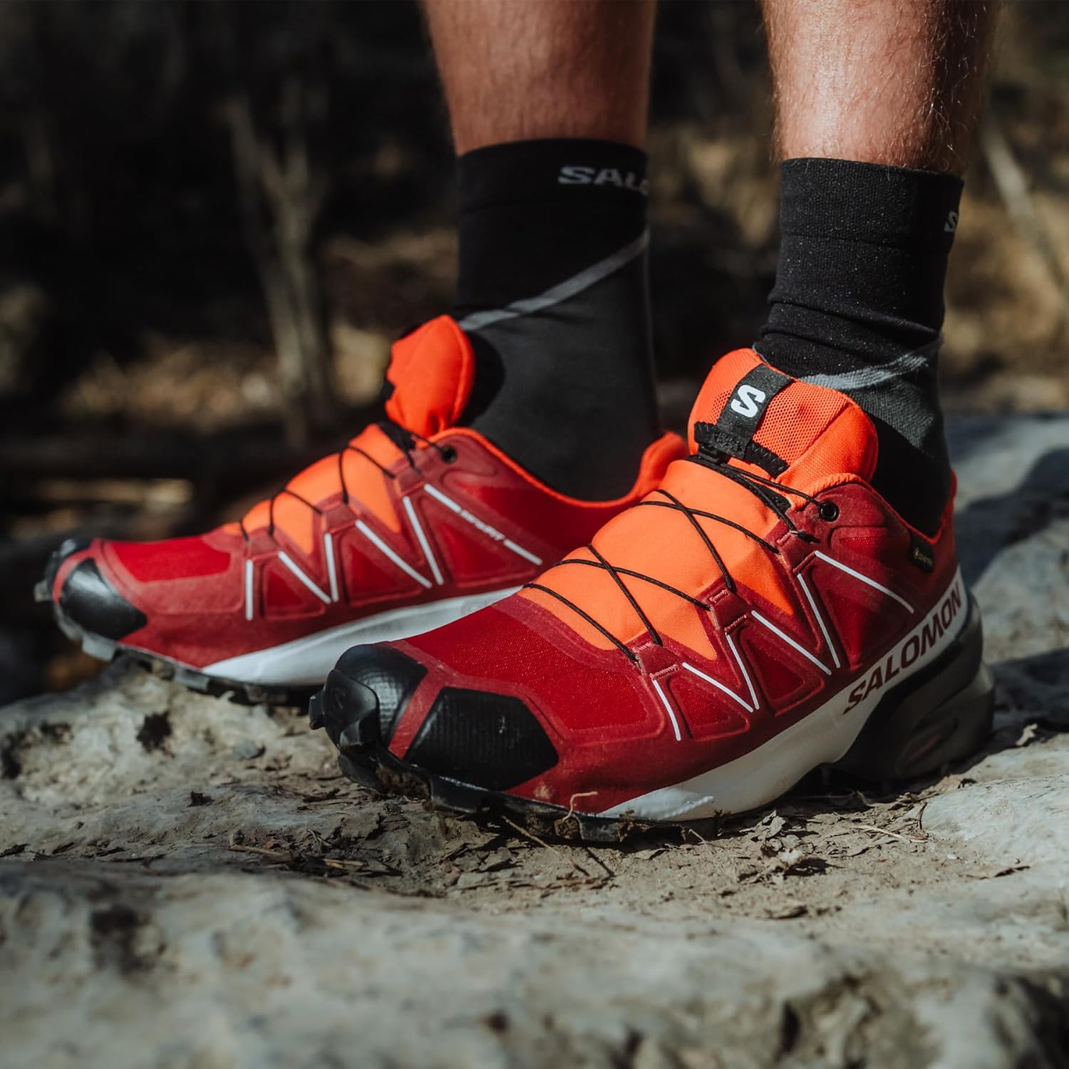 Speedcross Gore-Tex Chaussures Imperméables de Trail pour Homme Protection Anti-intempéries Accroche Agressive Fit précis 44 EU Red Dahlia White Black