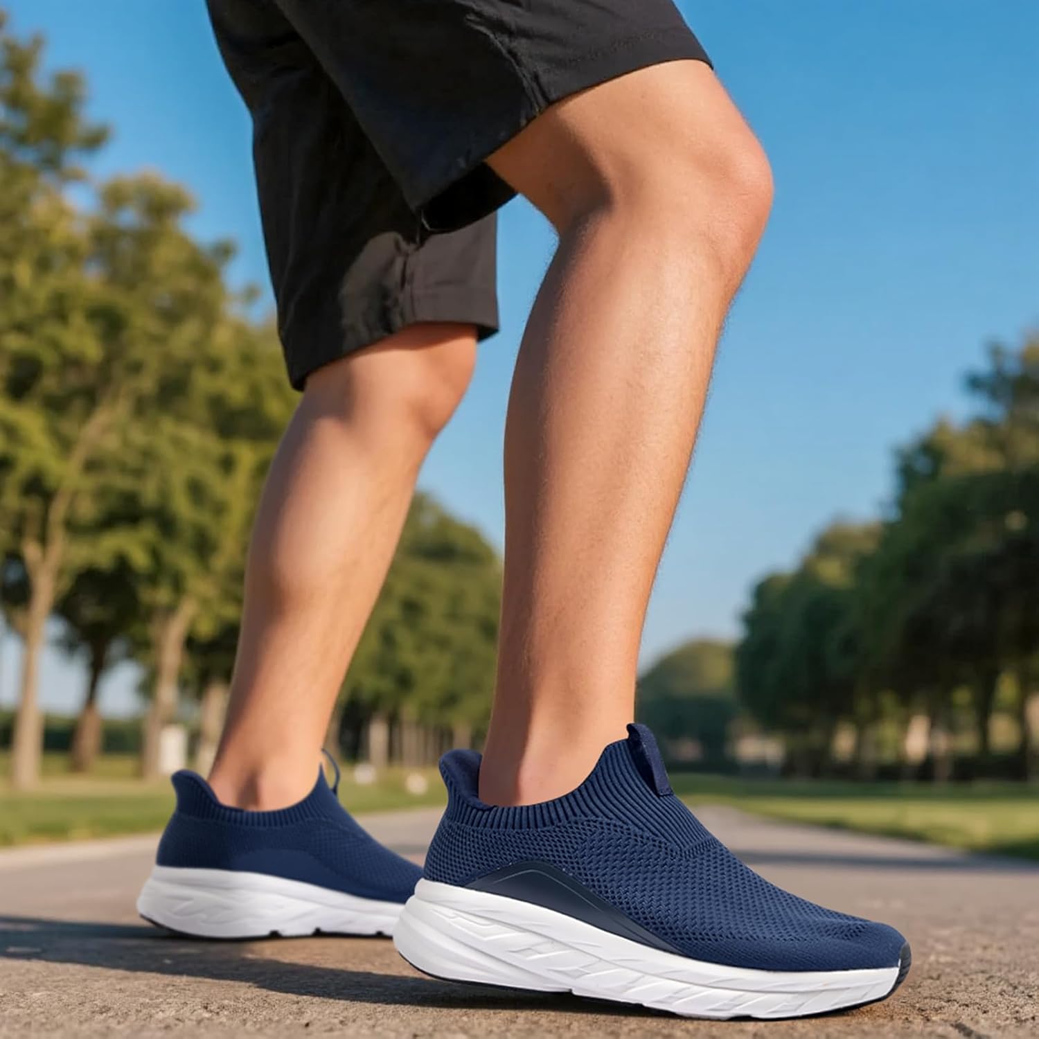 Baskets Slip-on pour Homme sans Lacets, Chaussures de Sport, Chaussures de Course, légères, Respirantes et antidérapantes pour Le Sport, Les Loisirs, Le Fitness, Le Jogging et la Marche 41 EU 1646 Bleu Marine