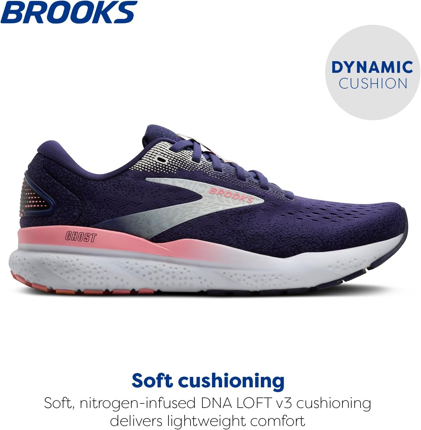 Brooks Ghost 16 Chaussures de Running Chaussure de Running sans stabilisateurs Femmes Black/Black/Ebony 40 EU Blue Ribbon Dianthus Peacoat