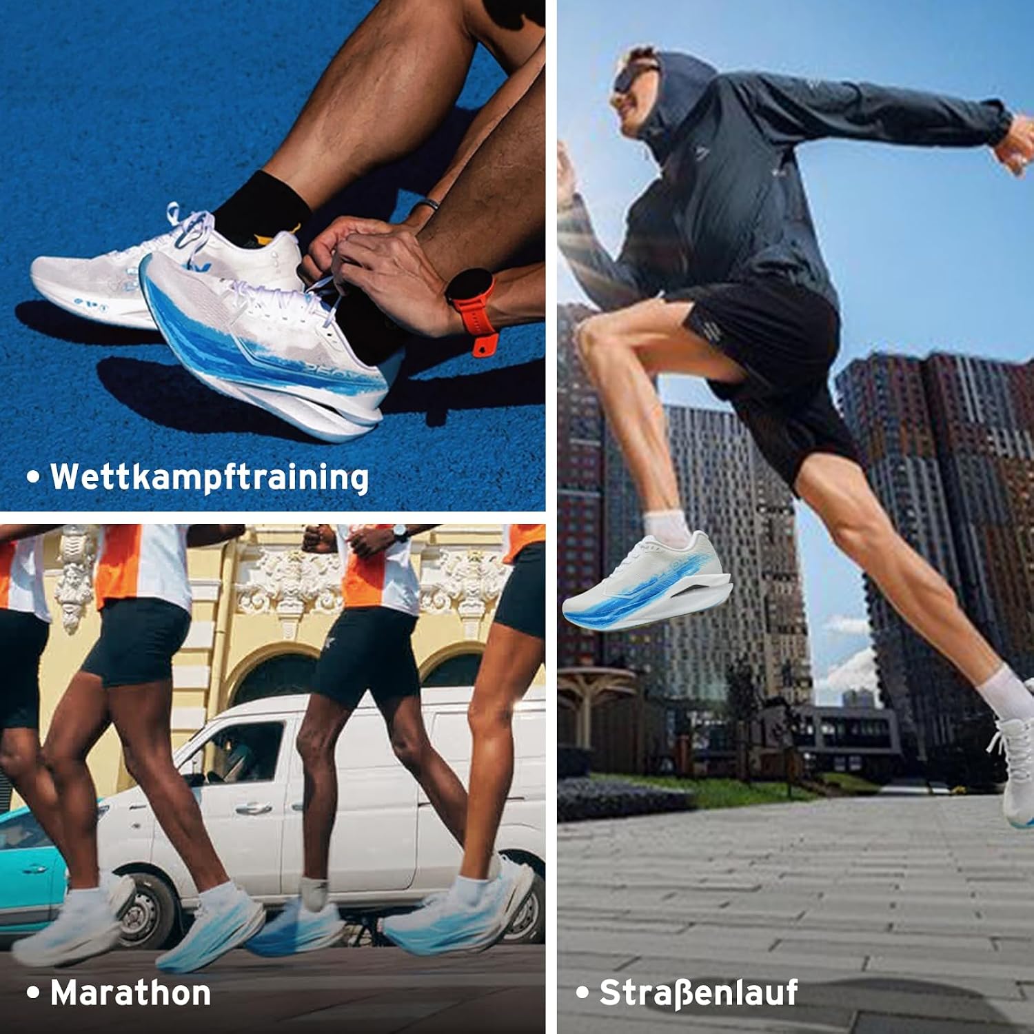XTEP Homme Chaussures de Course 260X, Chaussures de Marathon Mises à Niveau avec 85% d'Amortissement, Entraînement de Course Plaque de Carbone Légère, Respirante Antidérapante 42 EU Blanc et Bleu Marin